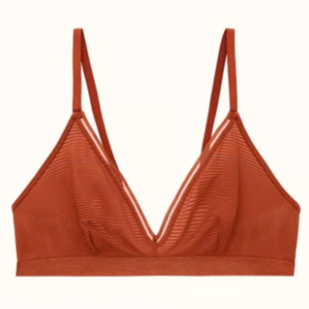 Thirdlove Triangle Wireless Bralette Ginger Shadow Stripe | Size Small